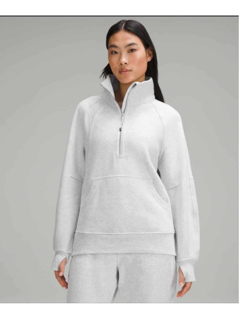 Women's Lululemon Scuba Oversized Funnel-Neck Half Zip Sweatshirt M Light Grey
